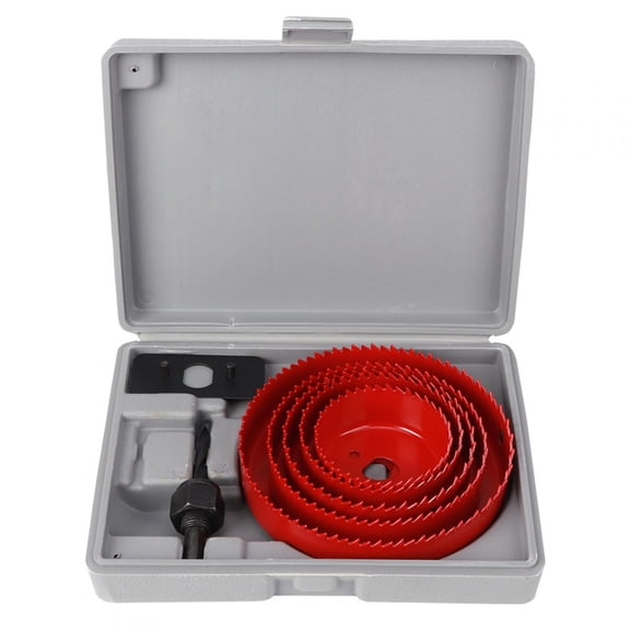 Neyseki 9PCs Hole Saw Cutter Drill Bit Carpentry Tool Woodworking Accessories Red 50# Steel Curved