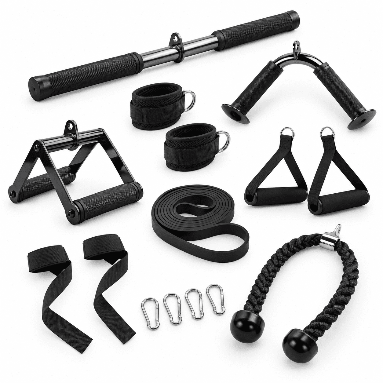 9Pack Cable Machine Attachments Set for Gym Exercises, Tricep Rope, V ...