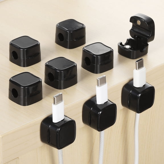 9Pack Cord Organizer Holder, Rectangle Cable Clips, Black