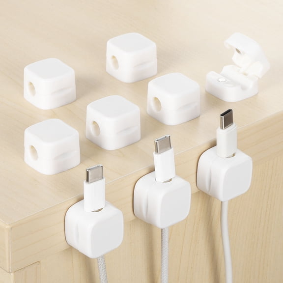 9Pack Cord Organizer Holder, Rectangle Cable Clips, White