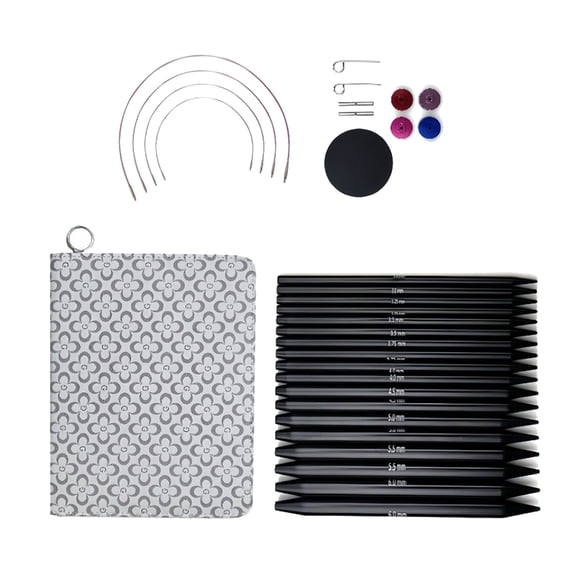 9Pairs Aluminum Interchangeable Circular Knitting Needle Set with Knitting Accessories Leather Case for Knitting Craft