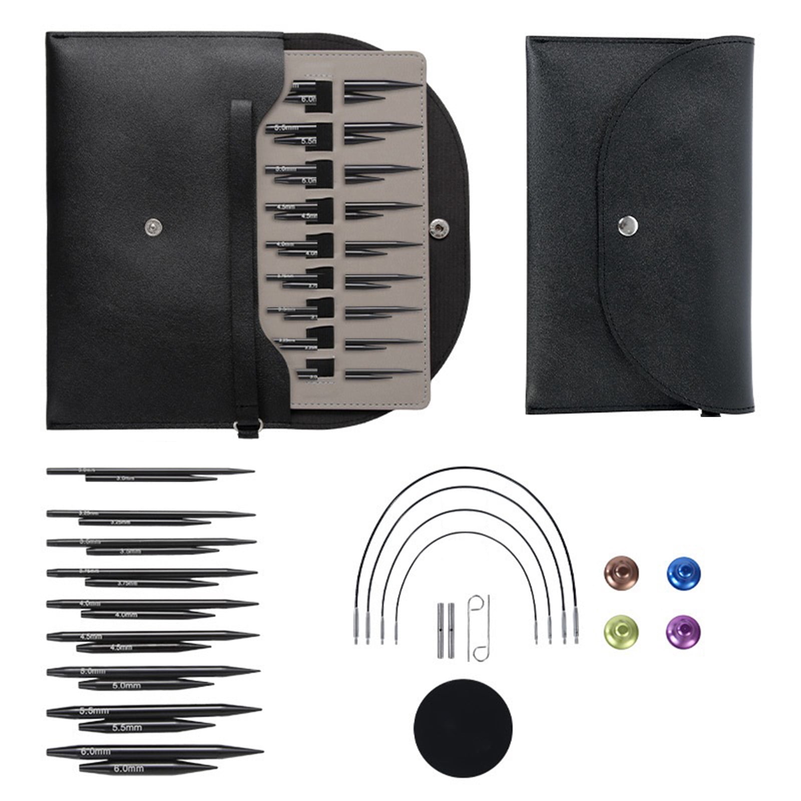 9Pairs Interchangeable Circular Knitting Needle with Storage Bag for Crocheting 3.0mm-6.0mm Aluminum Sweater Needle