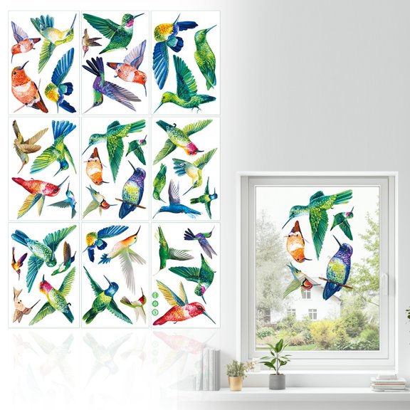 9Pc Anti-Collision Window Bird Stickers Decals Glass Door Protect And Save Bird Strikes,Window Decals To Prevent Bird Strikes Hummingbird Parrot,Window Stickers Decals,Bird Window Strike Prevention