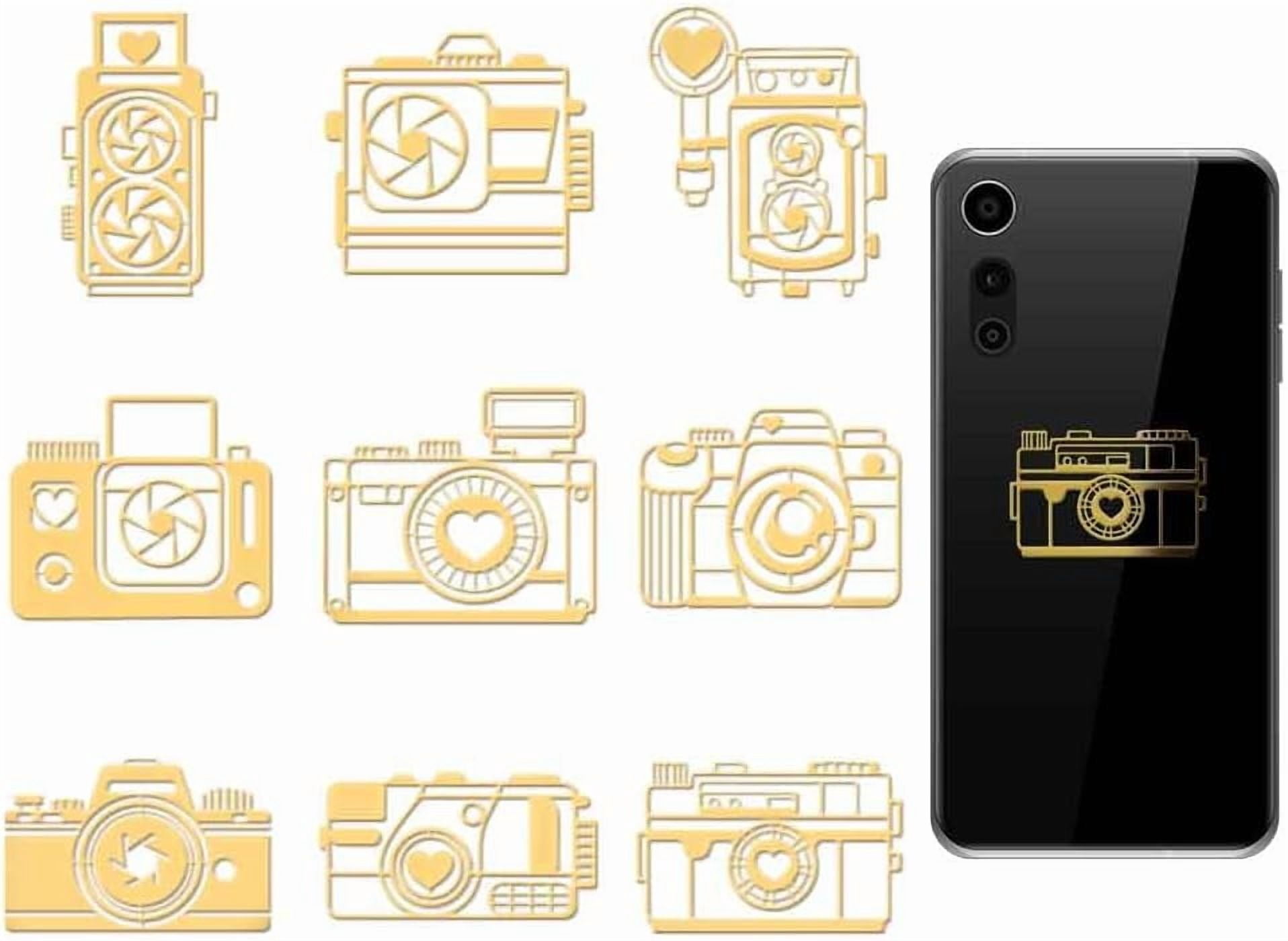 9Pcs 1.6x1.6 Inch Camera Stickers Golden Metal Sticker Self-Adhesive ...