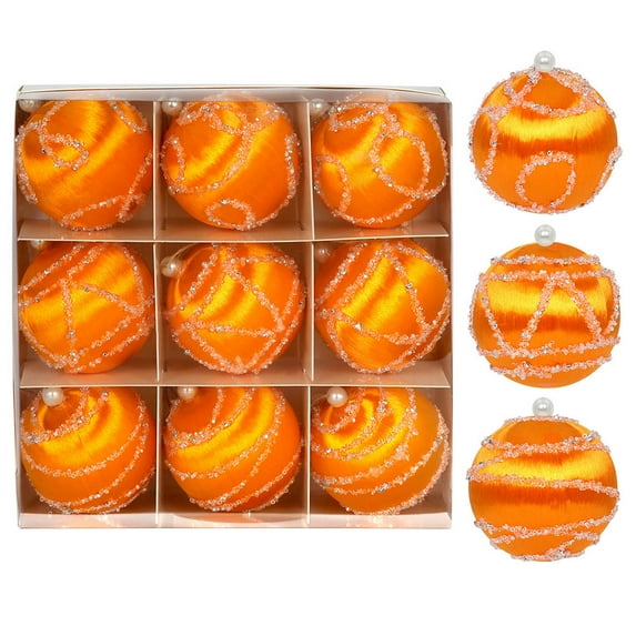 9Pcs 2.4 inch Flocked Christmas Ball Ornaments, Multi-Color Hanging Decor, Festive Baubles for Xmas Tree Decoration