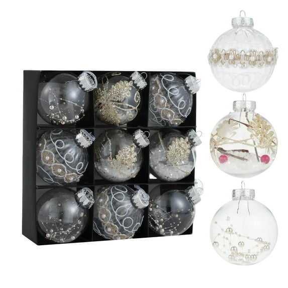 9Pcs 3.15" Christmas Ball Ornaments, Decorative Hanging Baubles, Christmas Tree Decoration, Plastic and Shatterproof, for Xmas, Holiday, Home, Christmas Party Decorations, Vintage Christmas Ornaments