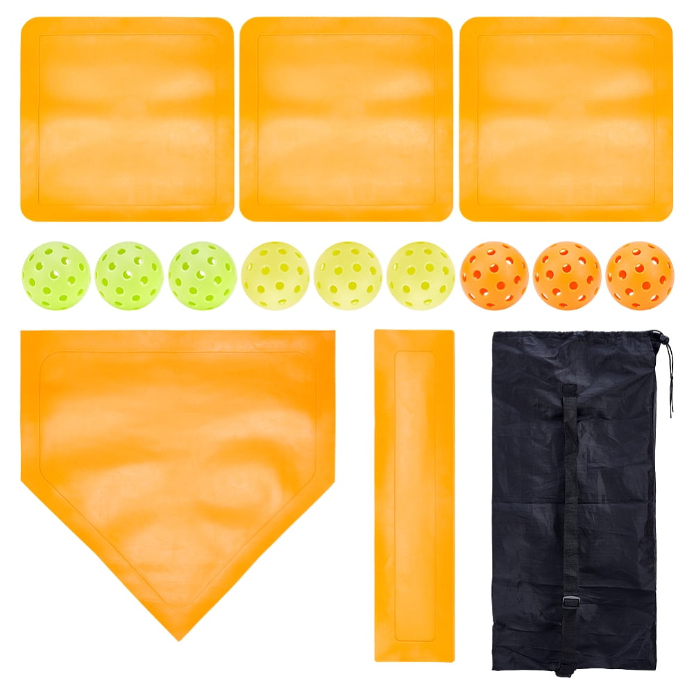9Pcs 3 Colors 26 Hole TPE Pickleball for Outdoor Sports with 1 Set TPE Baseball Base Bag Waterproof Mixed Color TPE Pickleball: 72 -73mm