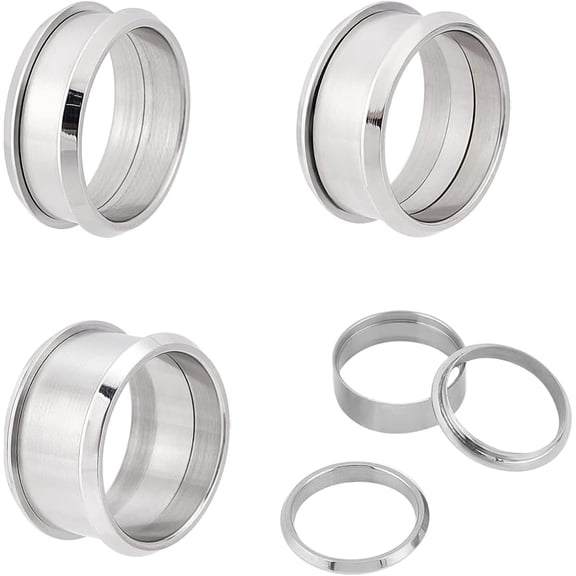 9Pcs 3 Style 316 Stainless Steel Grooved Finger Ring Settings Ring Core Blank for Inlay Ring Jewelry Making Stainless Steel Color 9~13x24mm US Size 10 1/4(19.9mm) 3pcs/style