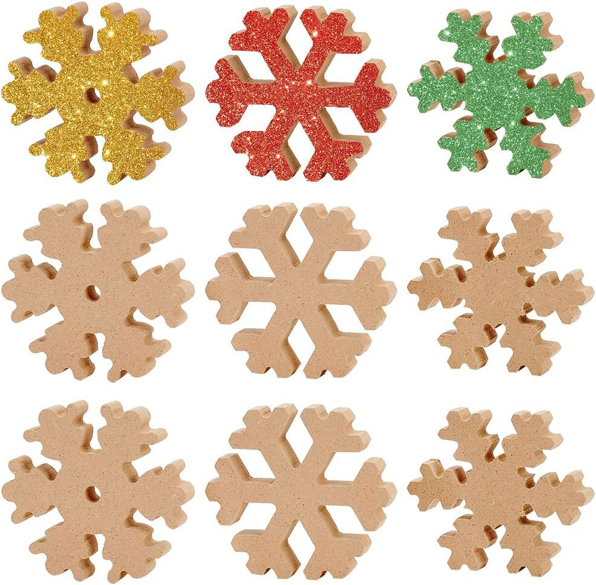 9Pcs 3 Style Wooden Snowflake Cutouts Unfinished Winter Blank Display ...