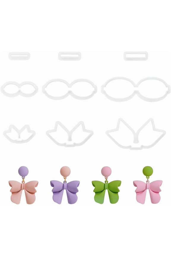 9Pcs 3 Styles Polymer Clay Cutters Bowknot Clay Earrings Cutters Shape Polymer Clay Earrings Polymer Clay Molds Clay Cutter