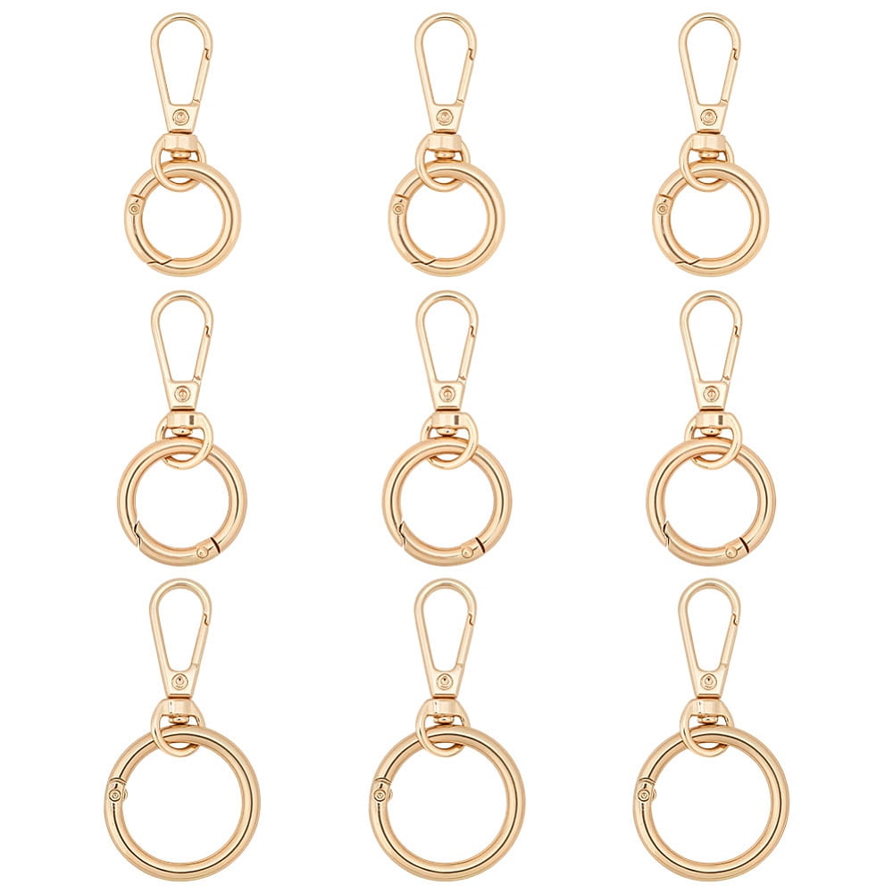 9Pcs 3 Styles Zinc Alloy Swivel Clasps with Spring Gate Rings Golden 57 ...