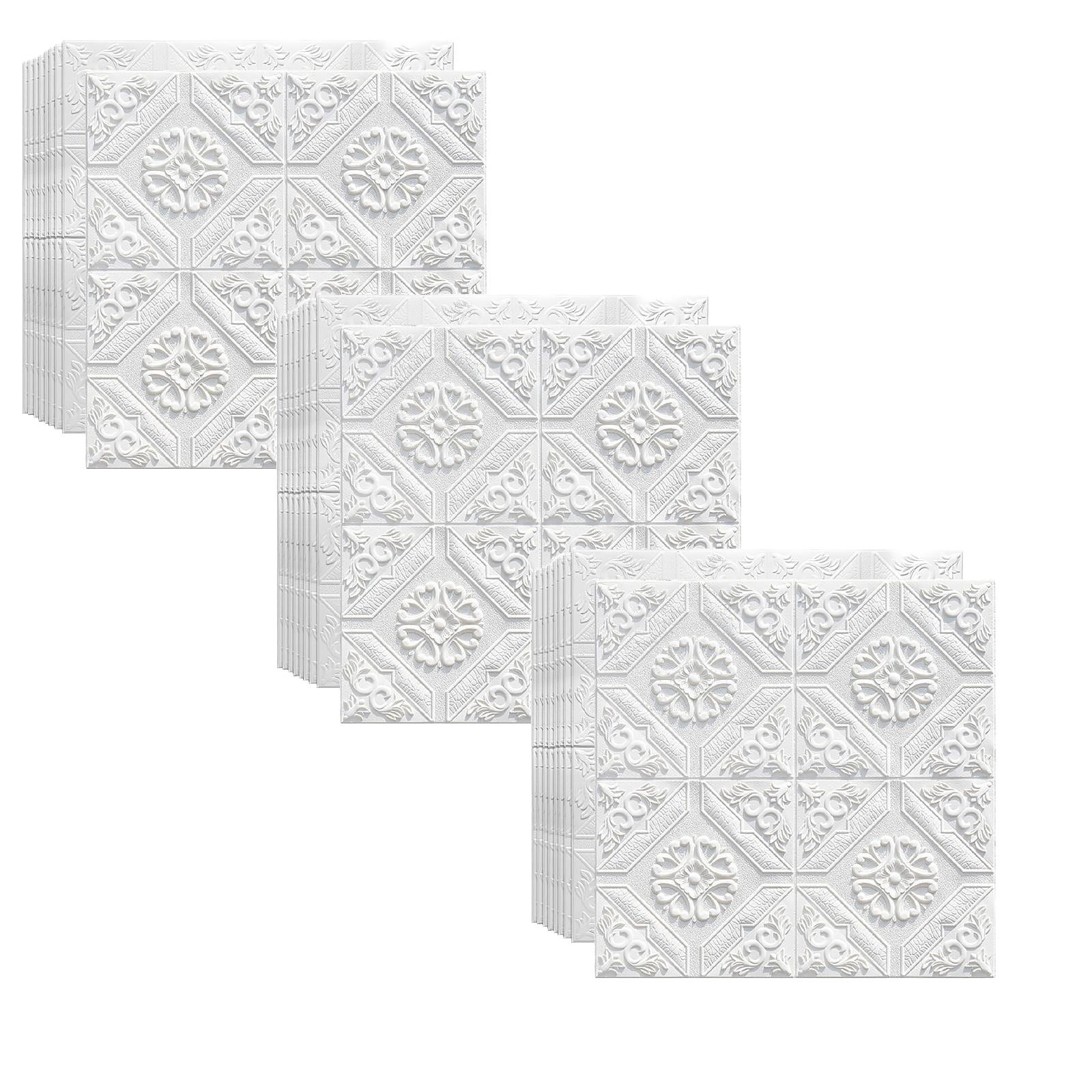 9Pcs 3D Wall Panels Peel and Stick, White Brick Printable 3D Wallpaper and Peel Self Adhesive Waterproof Foam Faux Brick Paneling for Bedroom, Bathroom, Kitchen, Fireplace 27"