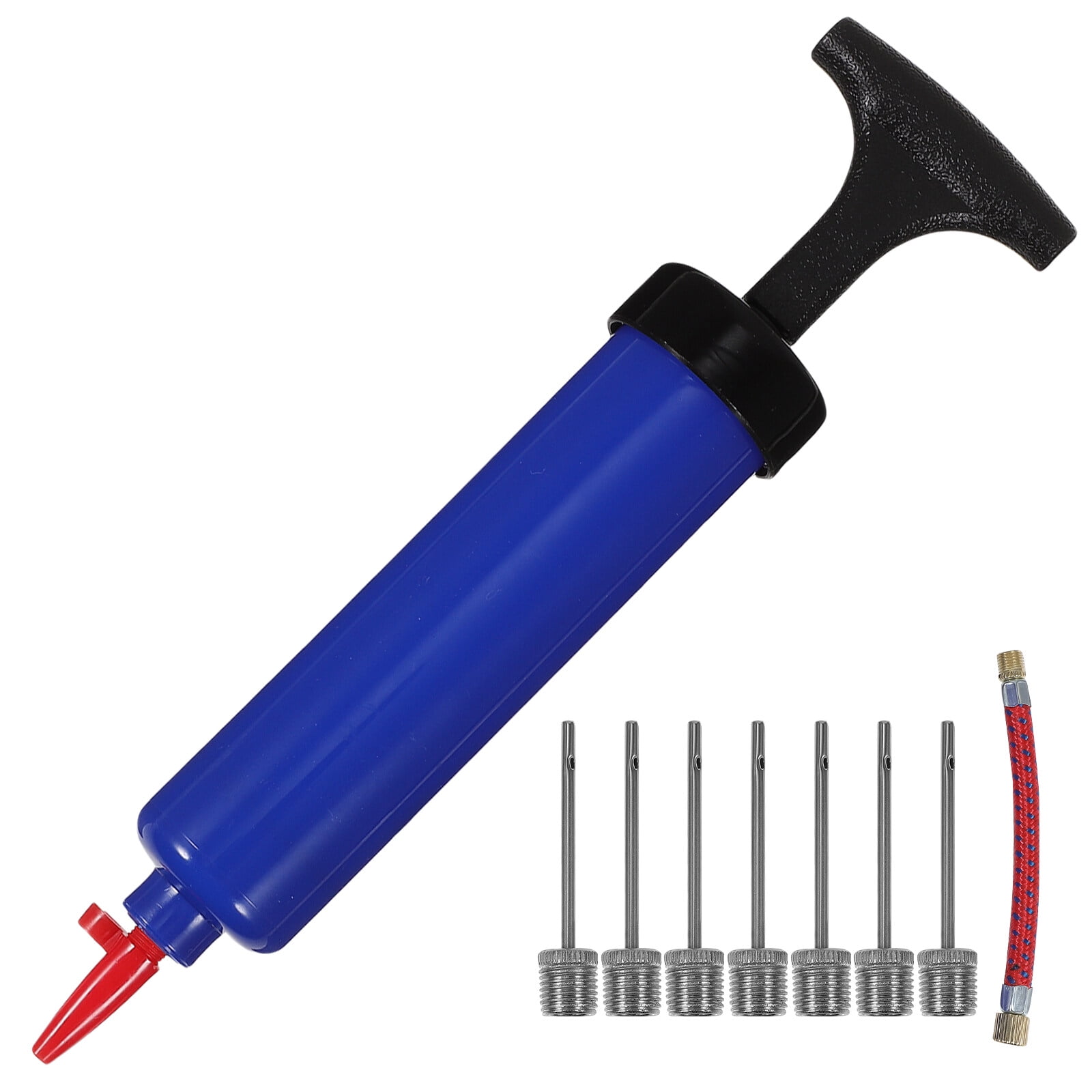 9Pcs 8 Inch Sports Ball Pump with Pin Needle Inflator for Basketball Football- 7 Gas Needles 1 Air Tube and 1 Tip (Blue)