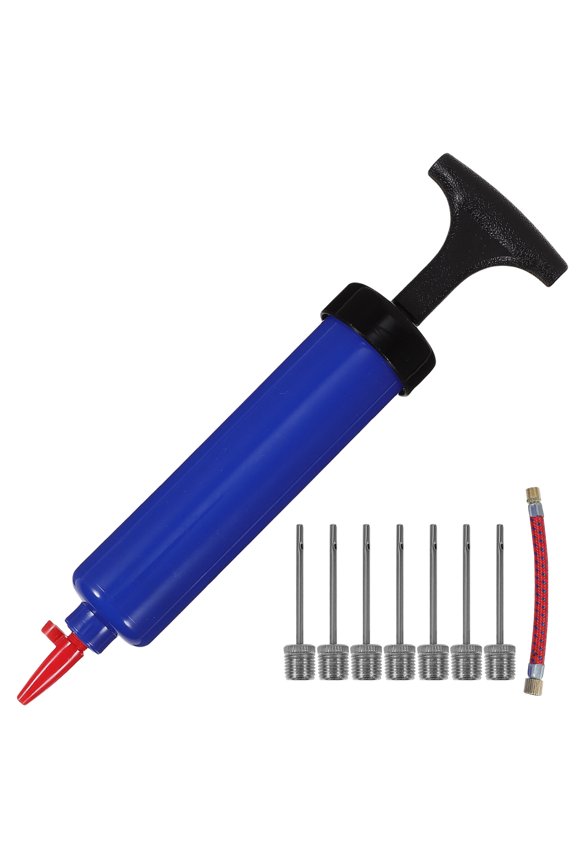 9Pcs 8 Inch Sports Ball Pump with Pin Needle Inflator for Basketball Football- 7 Gas Needles 1 Air Tube and 1 Tip (Blue)