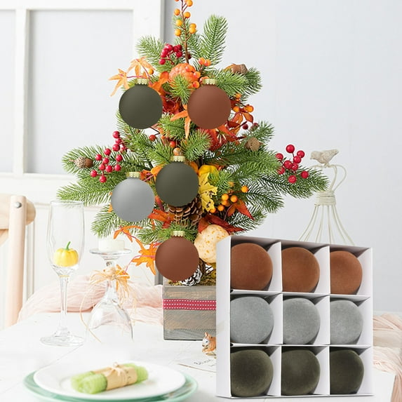 9Pcs 8CM Flocked Christmas Ball Ornaments Set, Multi-Color Hanging Decor, Retro Festive Baubles for Xmas Tree & Home Party Decoration