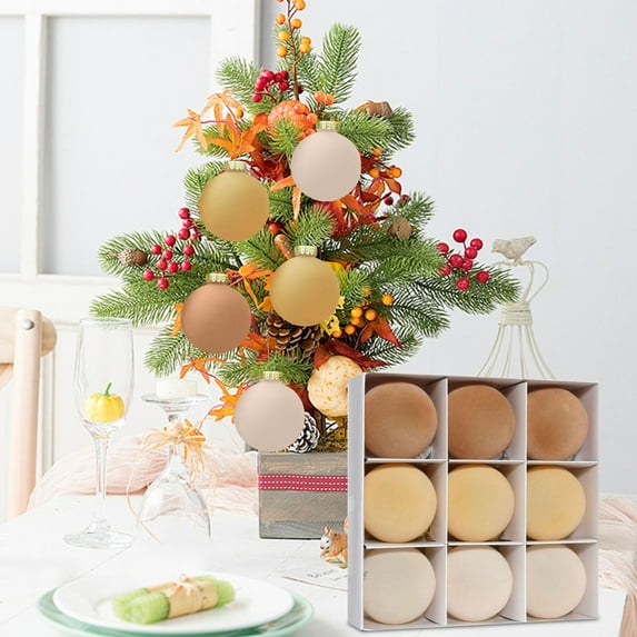 9Pcs 8CM Flocked Christmas Ball Ornaments Set, Multi-Color Hanging Decor, Retro Festive Baubles for Xmas Tree & Home Party Decoration