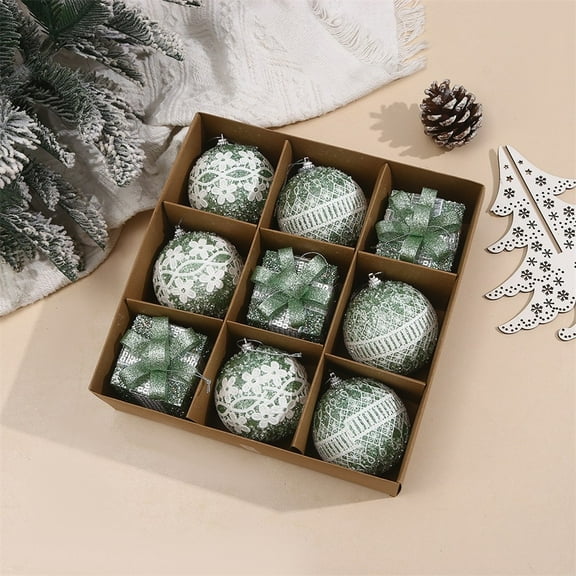 9Pcs 8Cm Christmas Ball Ornaments Tree Decorations For Holiday Wedding Party Christmas Bauble Balls Pendant Xmas Decor