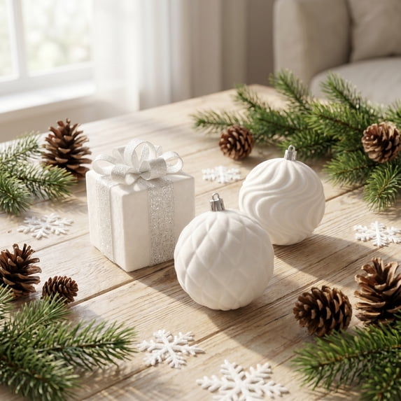 9Pcs 8Cm Irregular Macaron Flocked Christmas Ball Ornament Set For Tree And Party Decor