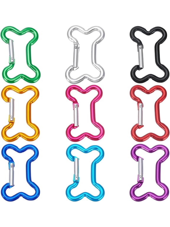 9Pcs 9 Colors Aluminum Rock Climbing Carabiners Keychain Clasps Bone Platinum Mixed Color 49x32x4mm for DIY