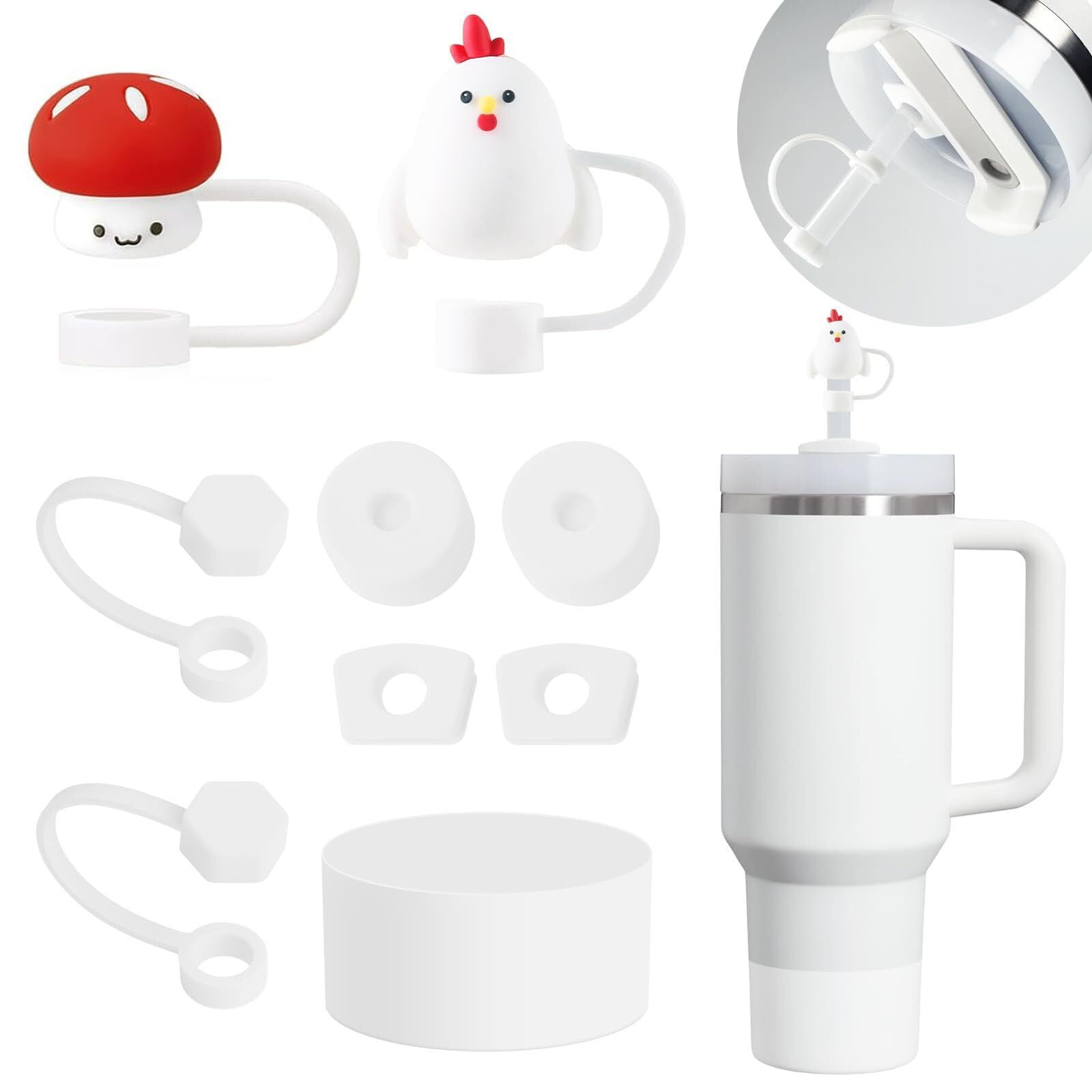 SIMDOO Cup Accessories Set Compatible with Stanley Cup Tumbler 40oz 30oz Cup not included Pink