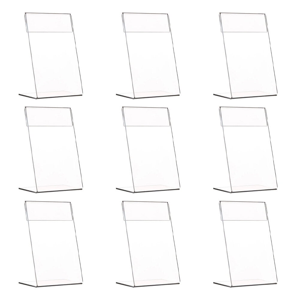 9Pcs Acrylic Display Stand Lshape Slanted Sign Holders Desktop Paper