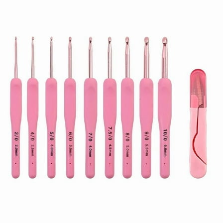 9Pcs Aluminum Crochet Hook For 2.0mm-6.0mm Ergonomic Handle Crochet Hook