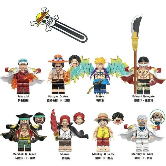9Pcs Anime One Piece Series Minifigures Toys, Ace Shanks Garp Building Block Set, For Fans Birthday Gifts Party Decorations