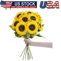 9Pcs Artificial Sunflower Stems, 19" Tall Full & Lifelike Yellow Silk Flowers