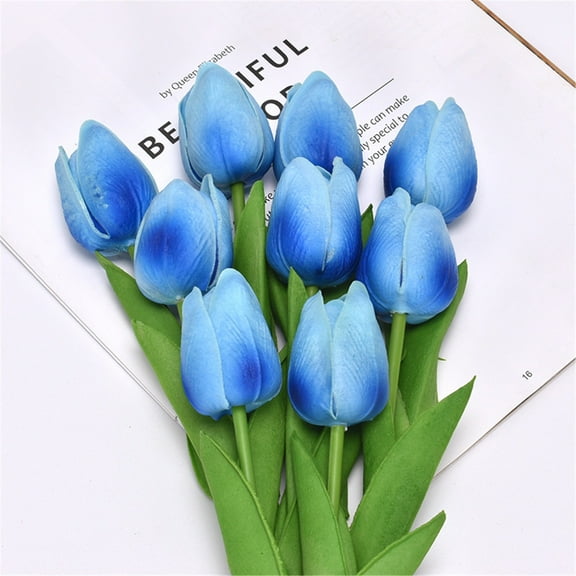 9Pcs Artificial Tulip Silk Fake Flowers 13.3" for Spring Mother's Day Easter Gifts in Bulk Home Kitchen Wedding Decorations Vase Decor Party Photo Arrangement Valentine's Day Excellent Gift Idea