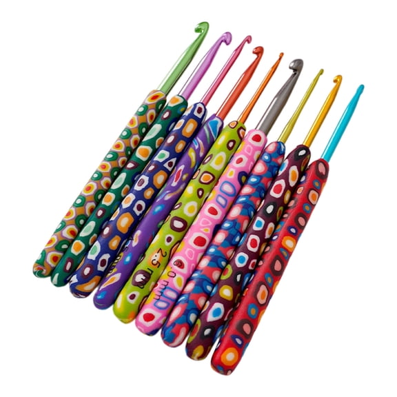 9Pcs Beginner Ergonomic Handle Crochet Hook, 2MM-6MM Long Handle Crochet Needle