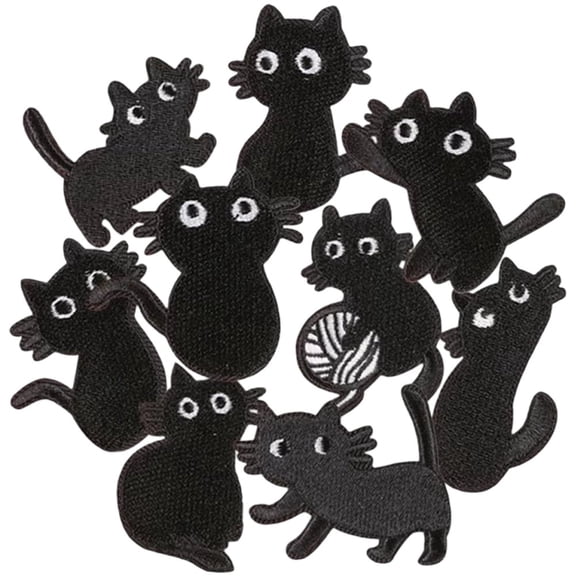9Pcs Black Cat Patches Halloween Themed Patches Creative Sewing Appliques for Clothing Hat Jeans Repair Accessories