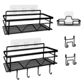 thumbnail image 1 of 9Pcs Black Stainless Steel Bathroom Shelf Set, Rustproof Waterproof Adhesive Shelves Rack with Soap Holder, Included Razor Hooks Small Hooks, 1 of 7