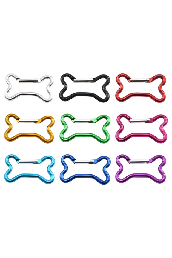 9Pcs Bone Shaped Spring Snapping Clip Metal Keychains Buckle Backpacks Carabiner Dog Chain Buckle Connectors AntiRust