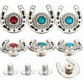 thumbnail image 1 of 9Pcs/Box Horseshoe Screw Back Buttons Conchos 3 Colors Western Cowboy Style Decorative Leather Buckles 19mm Turquoise Gemstone Metal Vintage Retro Castings Rivets Studs for DIY Craft Fabrics Colorful, 1 of 9