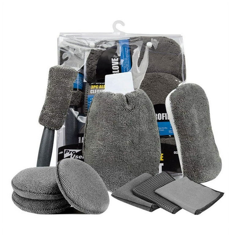 China 9pcs Car Cleaning Tool Kit, Microfiber Car Detailing Cleaning Tools Set for Interior Exterior Car Washing Beauty Winter, Gray