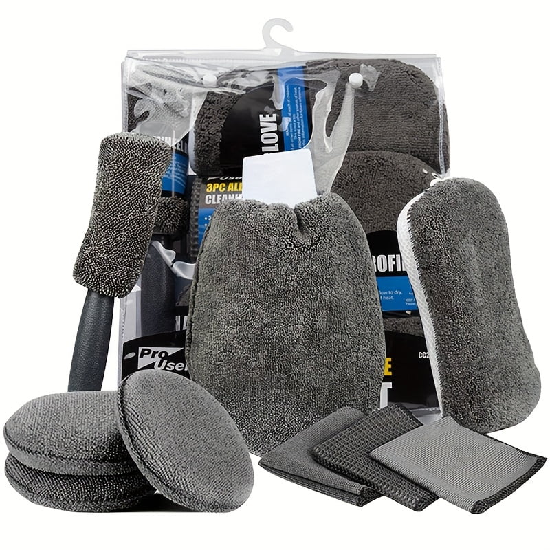 9Pcs Car Cleaning Tool Kit, Microfiber Car Detailing Cleaning Tools Set for Interior Exterior Car Washing Beauty Winter