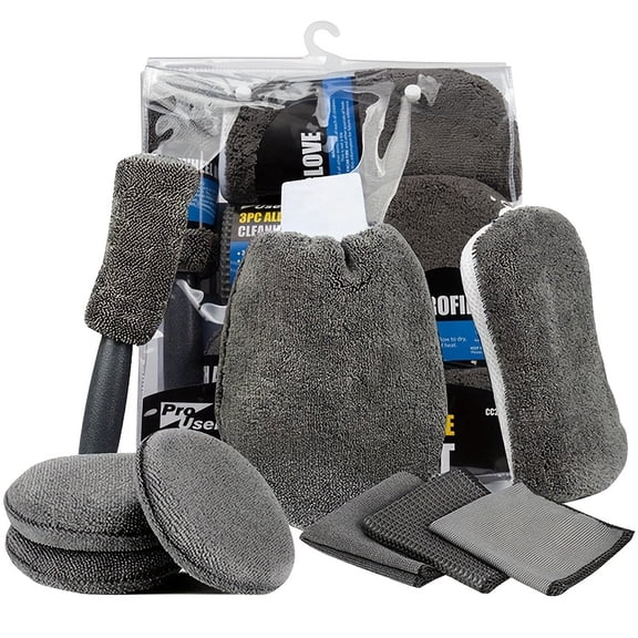 9Pcs Car Cleaning Tool Kit, Microfiber Car Detailing Cleaning Tools Set for Interior Exterior Car Washing Beauty Winter