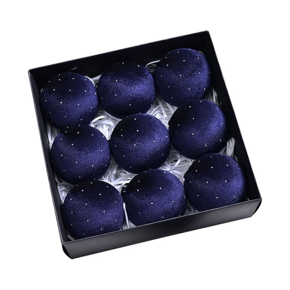 9Pcs Christmas Ball Ornament Set Velvet Dot Painted, 3.15 inch Multi‑Color Shatterproof Hanging Baubles for Christmas Tree Wreath Garland Table Centerpiece Holiday Decor