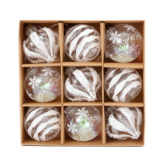 9Pcs Christmas Ball Ornaments 2.36 Large Shatterproof Christmas Tree Decorations Plastic Glitter Hanging Balls for Xmas Party