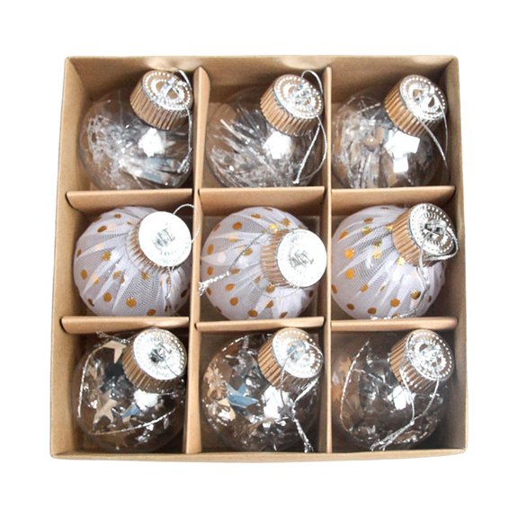 9Pcs Christmas Balls Ornaments Christmas Tree Hanging Decoration Xmas Ornament Baubles Assortment for Home Birthday New Year A