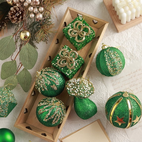 9Pcs Christmas Hanging Balls - Glitter Xmas Tree Ornaments Shatterproof Balls for Thanksgiving Day Xmas Trees Wreath Garland Holiday Party
