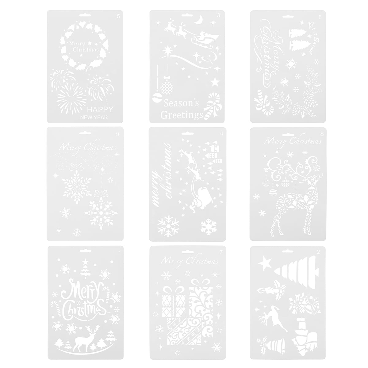 qucoqpe 7 Pieces Christmas Drawing Stencils Christmas Theme