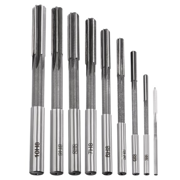 9Pcs Chucking Reamer Set Lathe Machine Reamer Straight Flute Milling Cutter High Speed Steel H8 Tolerance