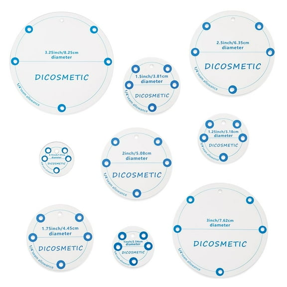 9Pcs Circle Quilting Templates Sewing Rulers Set 1.14-3.64 Inch Acrylic Quilt Template Clear Hand Patchwork Tool Round Quilting Ruler Multifunctional Ruler for DIY Craft Projects DIY Sewing