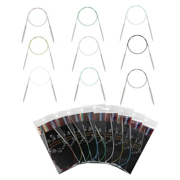 9Pcs Circular Knitting Needles Set, 40-Inch (100cm) Stainless Steel Knitting Needles, 9 Sizes for Beginners, Knitters,9 * 9 Sizes Knitting Needles