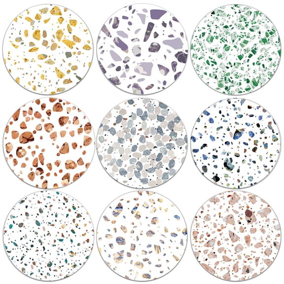 9Pcs Coasters for Drinks Lithotripsy Texture Wood Coasters Flat Round Drink Coaster Coffee Cup Mat 4" Diameter 5mm Thick DIY