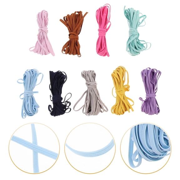 9-Piece Set of Colorful Elastic Bands for Handmade Crafts, Stretchy Craft Supplies for Projects and Uses