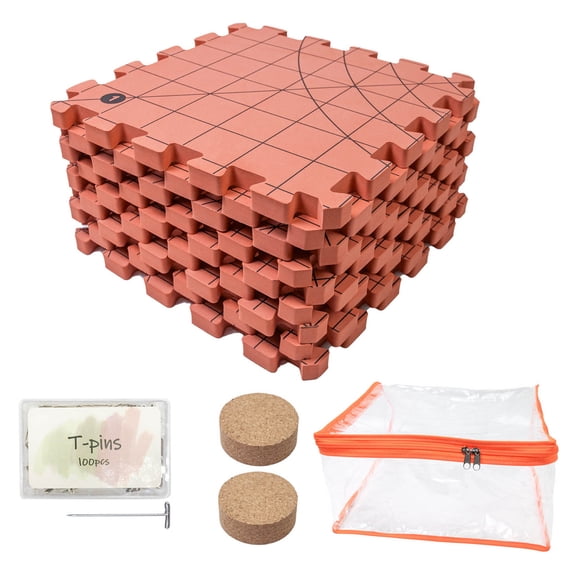 9Pcs Crochet Blocking Board For Granny Squares Crafting 32x32cm Knitting Blocking Foam Mat with 100Pcs 38mm T Pin