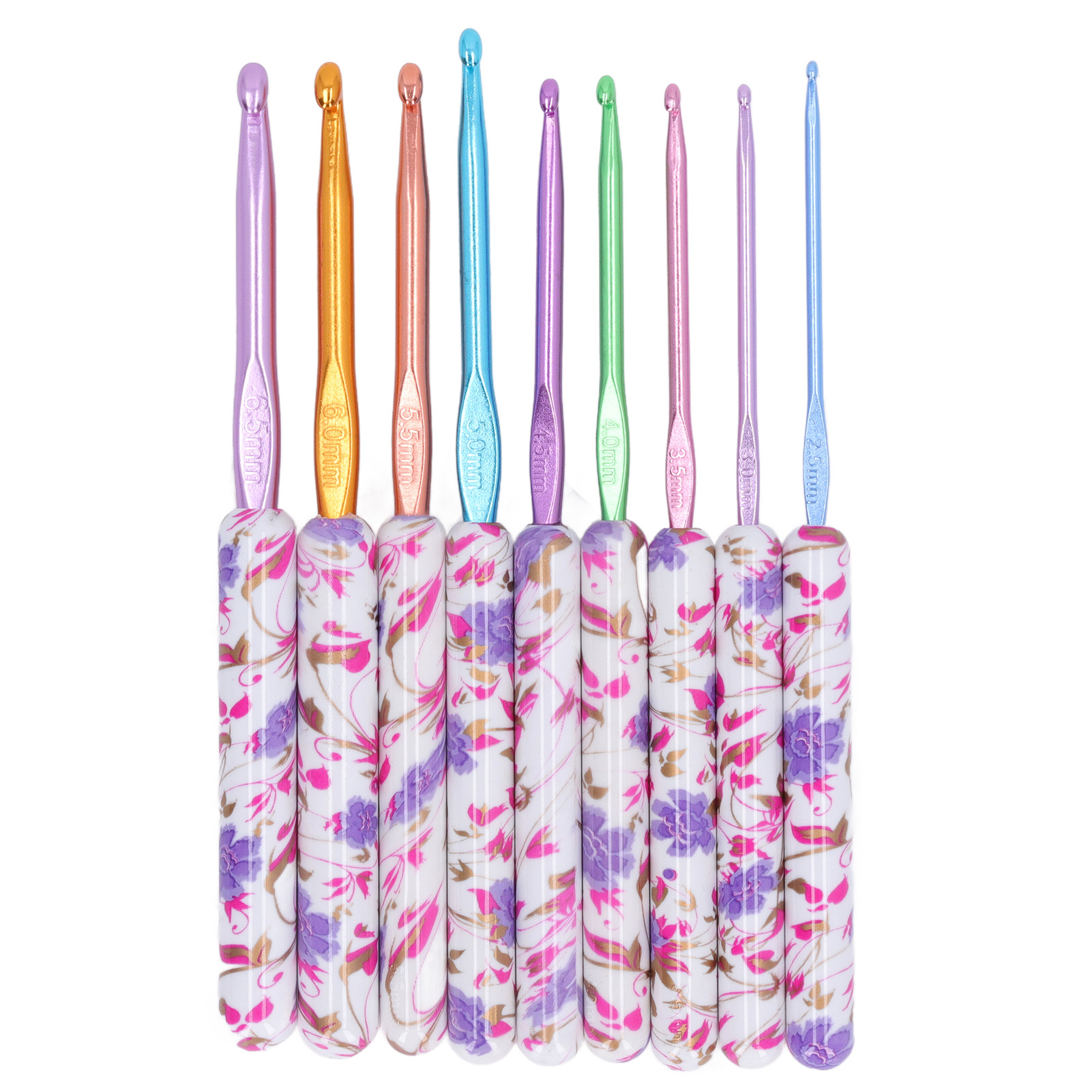 9Pcs Crochet Hook Weaving Knitting Plastic Handle Aluminium Needle 2 5 9Pcs Crochet Hook Weaving Knitting Plastic Handle Aluminium Needle 2 5