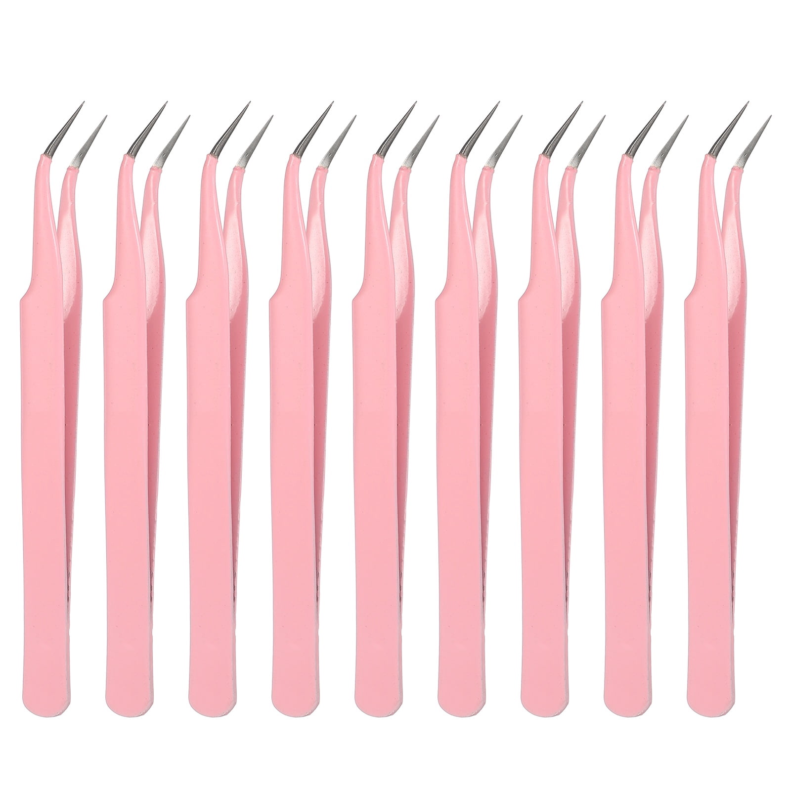 9Pcs Curved Pointed Craft Tweezers with Protective Cover for Eyelash Extensions